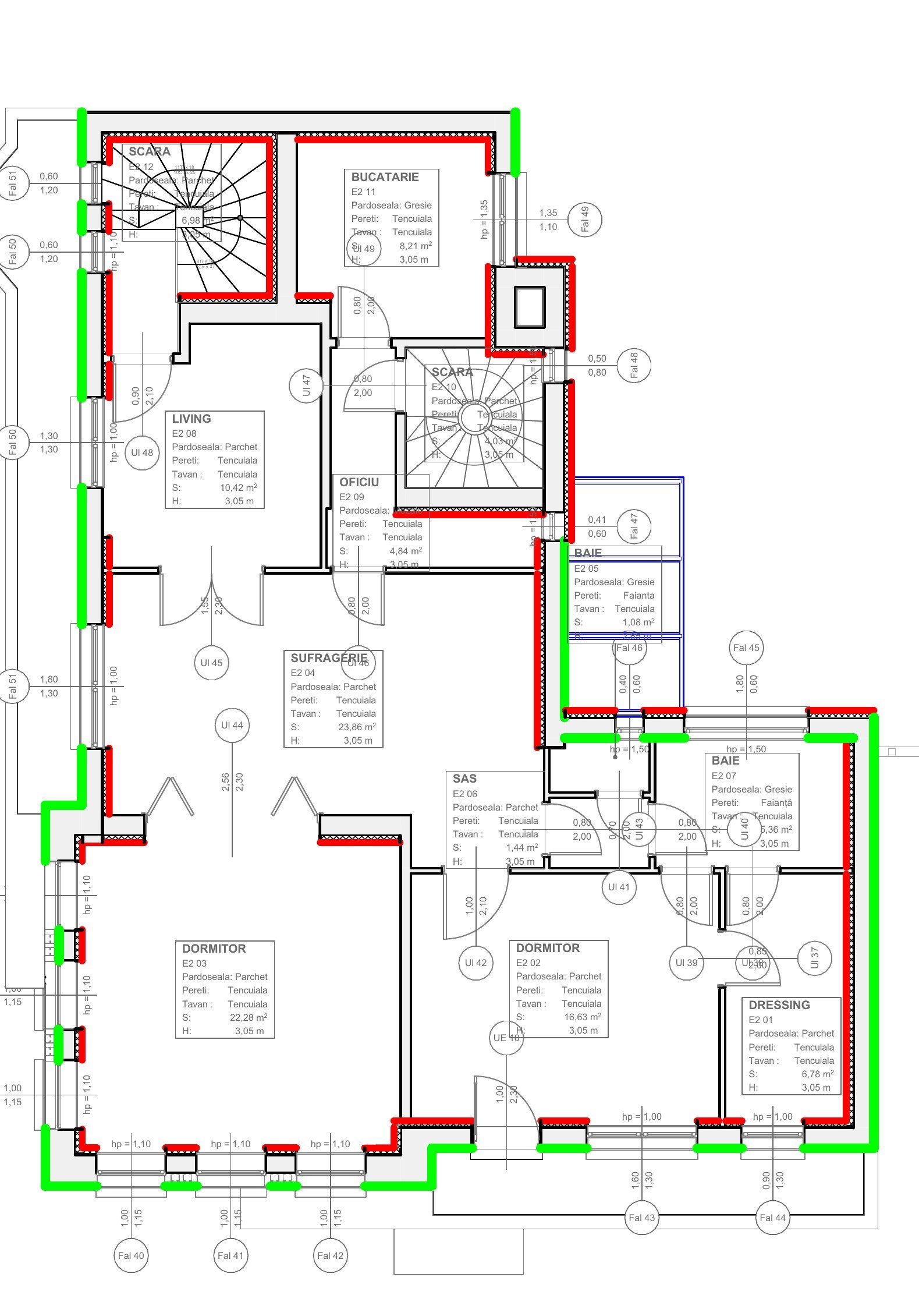 Plan etaj 2 cu propunerea de consolidare
